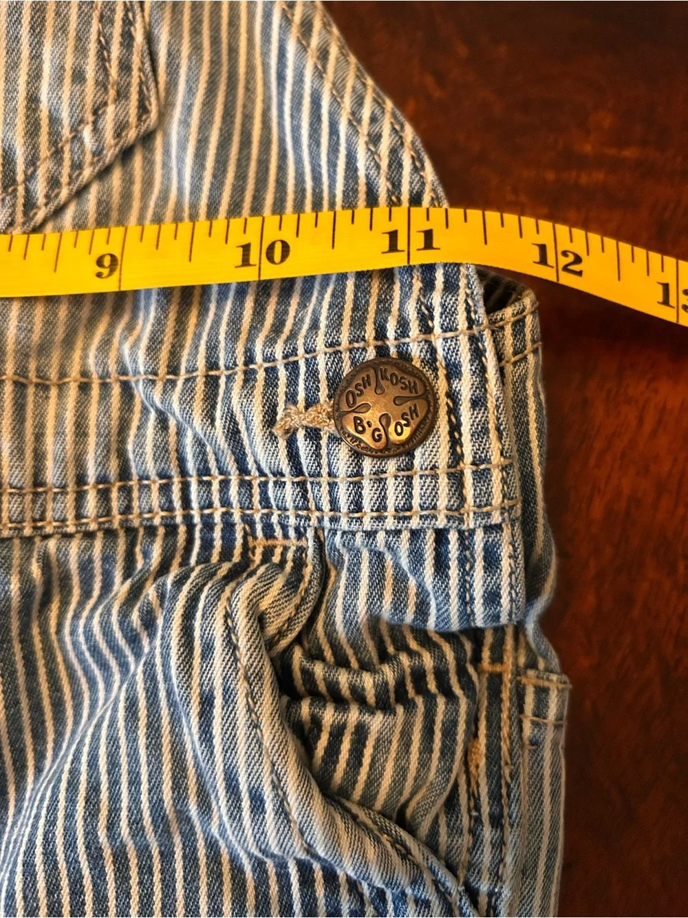 OshKosh B'Gosh Overalls 5T Blue Striped Bib Denim Railroad Adjustable Vintage